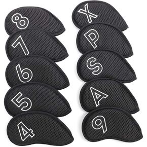 Montela Golf Iron Covers,Golf Iron Head Covers Mesh Golf Iron Covers Set 10pcs Golf Iron Headcovers,Golf Club Head Covers for Iron with Magic Tape Fit Titleist,Callaway,Ping,Taylormade 4-9 APSX