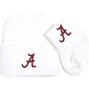 Alabama Crimson Tide Newborn Baby Knit Cap and Socks Set