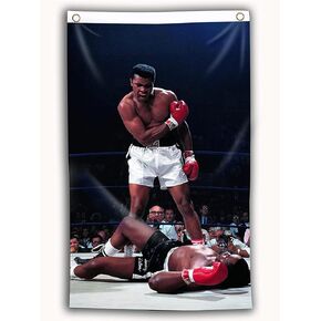 ROVOZAR Muhammad Ali Motivational Workout Banner 3x5 ft Knock Out Punch Boxing Home Gym Flag Wall Hanging Tapestry Bodybuilding Home Décor Wallpaper Funny College Dorm Flag Poster Frat Flag