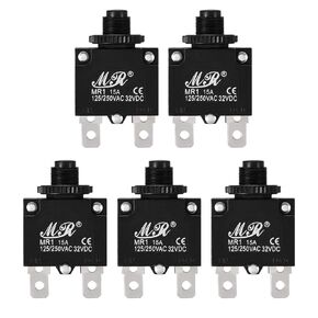 uxcell 5Pcs Thermal Overload Protector AC 125/250V 15A Push Button Reset Circuit Breaker