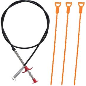 1 Pack 63 Inch (1.6m) Cleaner Drain Auger Hair Catcher 3 Pack Drain And snake Clog Remover Cleaning Tools For Kitchen Sink Bathroom Tub Toilet Clogged Drains Dredge Pipe Sewers