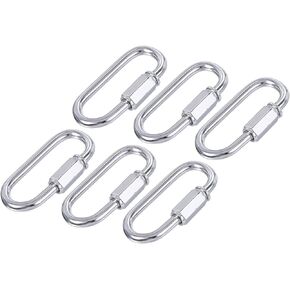 YOKIVE 6 Pcs Chain Connectors, Chain Locking Quick Link, Great for Light, Key, Camping, Backpack, Rope (Black, 4mm Thick)