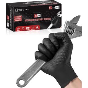 8 Mil Heavy Duty Disposable Nitrile Gloves with Diamond Texture Grip Rubber Gloves Latex & Powder Free