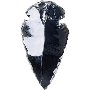 2" Black Obsidian Arrowhead with Carry Pouch, Natural Crystal and Healing Stone Flint Rock Arrow Head, Arrowhead Agate Stones for DIY Project Craft Point Jewelry Making