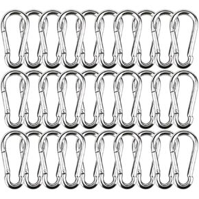 30 Packs Spring Snap Hook M4 1.57inch Stainless Steel 304 Carabiner Clips Keychain Heavy Duty Quick Link Hook for Camping, Hiking, Outdoor and Gym