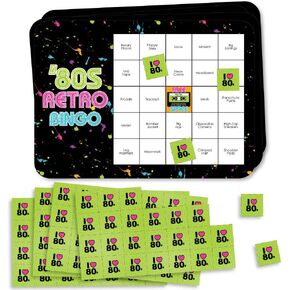 Big Dot of Happiness 80’s Retro - Bar Bingo Cards and Markers - Totally 1980s Party Bingo Game - Set of 18