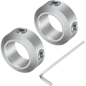 uxcell Set Screw Shaft Collar for 12mm Shaft, 2pcs Clamping Collars 20mm OD, 8mm Thickness, Aluminum Alloy Clamp-On Collar with M5 Set Screws and a Wrench
