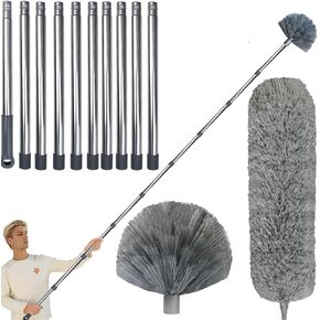 2 Pack 20 Foot High Reach Dusting Kit with 3-14 Foot Extension Pole // High Ceiling Duster with splicable Pole // Cobweb Microfiber Duster // Outdoor & Indoor Extendable Duster Cleaning Kit