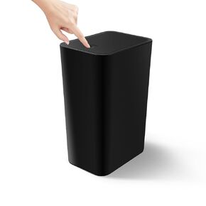 Cesun 2 Pack Bathroom Trash Can with Lid, 4.0 Gallon / 15 Liter Small Garbage Can with Press Top Lid, Plastic Wastebasket with Pop-up Lid for Toilet, Office, Bedroom, Living Room, Black