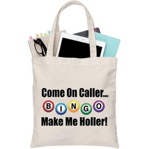 BDPWSS Bingo Tote Bag Bingo Lover Gift Bingo Gambler Shoulder Bag Come On Caller Make Me Holler Bingo Player Gift