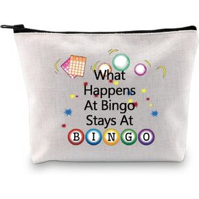 PXTIDY Bingo Gift Bingo Game حقيبة مستحضرات التجميل ما يحدث في Bingo يبقى في Bingo Pouch Casino Casino Gift Lucky Bingo Bag