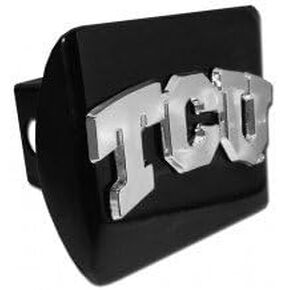 Texas Christian University "Black with Chrome “TCU" Emblem" College Sports Trailer Hitch Cover Fits 2 Inch Auto Car Truck Receiver