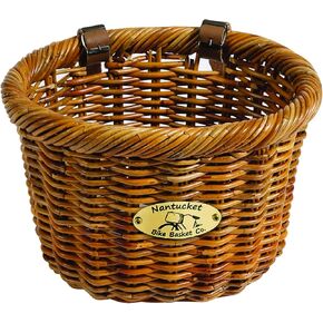 Nantucket Bike Basket Co Cisco Collection Oval Bicycle Basket (Tan, 14 X 11 X 9.5)