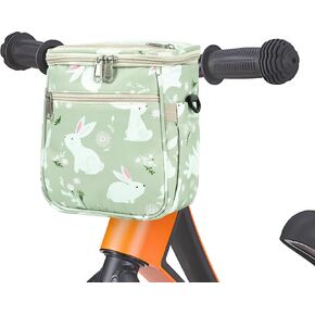 SAMORE Kids Bike Basket Handlebar Bags for Girls Front Bicycle Baskets Children Tricycle Handlebar Bag Green