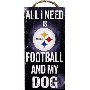 Fan Creations Pittsburgh Steelers 6" x 12" كل ما أحتاجه هو كرة القدم وعلامة My Dog Wood