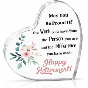 Classy Retirement Gifts for Women, Happy Retirement Keepsake - Retirement Acrylic Plaque with Warm Words - Best Retirement Gifts for Coworker Teacher Friend Mom Grandma