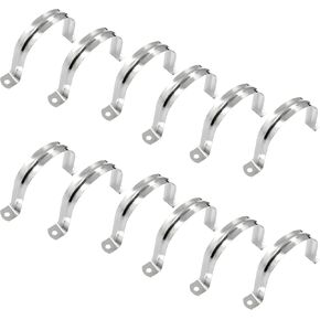 Biaungdo 30 Pcs M5 Rigid Pipe Strap, 1/5" Stainless Steel Two Hole Strap U Bracket Pipe Clamps Heavy Duty Conduit Clamps Tension Tube Clip Cable Clamp Hanger with 2 Holes for Pipe Cable(Silver)