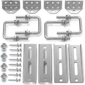 4 Pcs 8 inch Galvanized Swivel Top Bunk Bracket Kit with Hardware, for 3"x3"，2"x3",1.5"x3" Boat Trailer Bunk Brackets, for Boat Trailer Bunk Brackets & Square U-Bolts - Fishing Boat or Sailboat