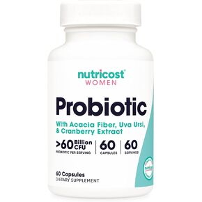 Nutricost Probiotic for Women 60 Billion CFU, 60 Capsules, Complex with Acacia Fiber, Uva Ursi, & Cranberry Extract - Non-GMO & Gluten Free