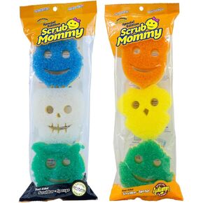 Scrub Daddy Scrub Mommy إصدار خاص للخريف + الهالوين - إسفنجة أطباق متعددة الأغراض خالية من الخدش - خالية من مادة BPA ومصنوعة من رغوة البوليمر - إسفنجة مطبخ مقاومة للبقع والرائحة (6 قطع) in Kuwait