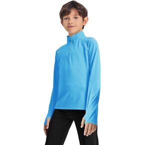Boys Athletic Dry Fit Shirts Cooling Performance Long Sleeve Tshirts 4-14 years