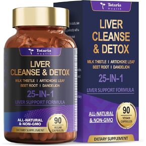 Liver Cleanse Detox & Repair 25-in-1 with Milk Thistle,Dandelion Root,Beetroot, Artichoke Extract for Liver Health Herb Liver Support Supplement Vitamins Zinc, Choline 90 Vegan Capsules