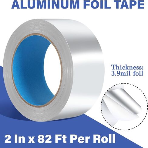 Aluminum Foil Tape,2 inch x 65ft(3.9Mil),Heavy Duty HVAC Tape,Insulation Adhesive Metal Tapes for Ductwork,Dryer Vents Pipe,Sealing and Repairing in Saudi Arabia