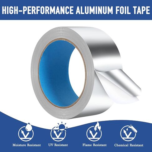 Aluminum Foil Tape,2 inch x 65ft(3.9Mil),Heavy Duty HVAC Tape,Insulation Adhesive Metal Tapes for Ductwork,Dryer Vents Pipe,Sealing and Repairing in Saudi Arabia