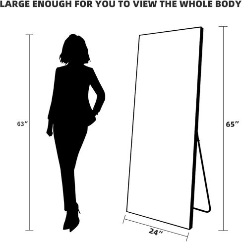 LED Mirror Full Length with Lights Floor Mirrors with Stand Wall Mirror Aluminum Full Body Dressing Bedroom,Dressing Room Hotel Mirror Safe with Touch Button 65"X21" in Saudi Arabia