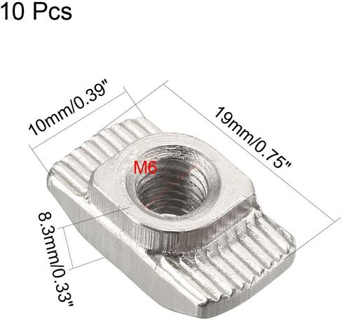 uxcell Sliding T Slot Nuts, M8 Half Round Roll in T-Nut for 4545 Series Aluminum Extrusion Profile, Carbon Steel Nickel-plated, Pack of 10 in Saudi Arabia