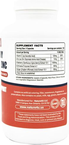 5 in 1 Elderberry Immune Support Supplement, Daily Immune Boosters for Adults Antioxidants Supplement, Elderberry 1000 mg, Vitamin C, Zinc, Echinacea, Ginger, 300 Vegan Capsules - 5 Month in Saudi Arabia