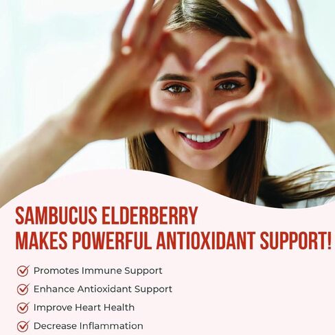 5 in 1 Elderberry Immune Support Supplement, Daily Immune Boosters for Adults Antioxidants Supplement, Elderberry 1000 mg, Vitamin C, Zinc, Echinacea, Ginger, 300 Vegan Capsules - 5 Month in Saudi Arabia