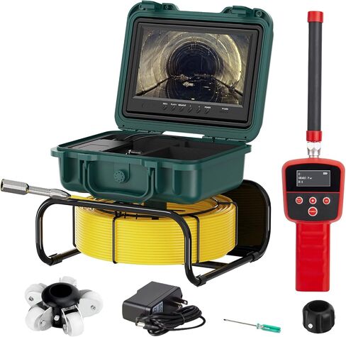 Sewer Camera with Locator,16GB JQKJCAM 1080P Pipe Camera Self Leveling Plumbing Endoscope with 12 LED Light 9" Ultra HD Screen Meter Counter for Precise Home Industrial Pipe Inspections (10M/32.8FT) in Saudi Arabia