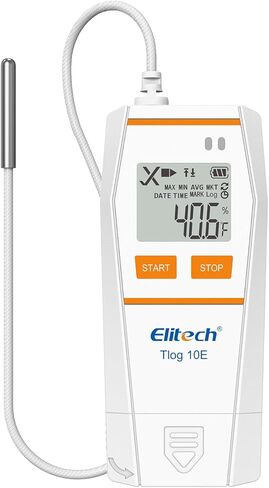 Elitech Tlog 10E مسجل بيانات درجة الحرارة الرقمي مسجل درجة الحرارة القابل لإعادة الاستخدام PDF تقرير منفذ USB 32000 نقطة in Kuwait