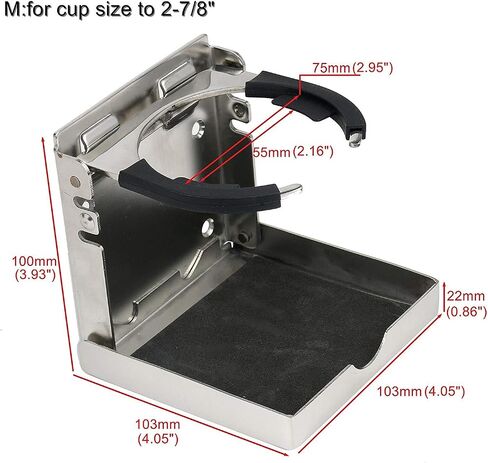 Amarine Made 2-Pack of Stainless Steel Folding Drink Holder Cup Holder Marine Boat Caravan car (M:4") in Saudi Arabia