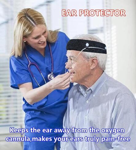Comfort Oxygen Nasal Cannula Headband, Ear Protectors for Oxygen Tubing，Elastic Oxygen Cannula Headband to Prevent Ear Soreness (Black) in Saudi Arabia