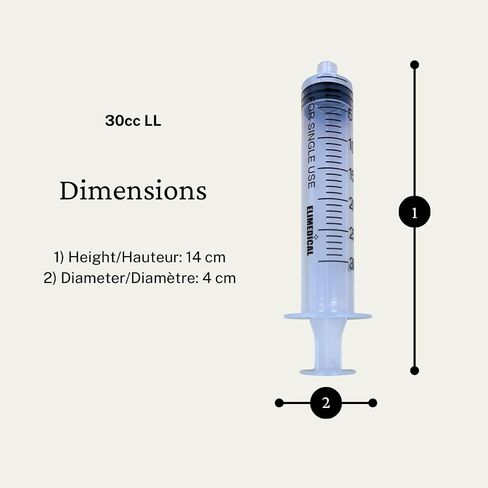 حقنة بيطرية يمكن التخلص منها، 30cc Luer Lock، بدون إبرة، معبأة بشكل فردي، 25 لكل صندوق، 30LT in Saudi Arabia