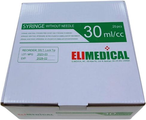 حقنة بيطرية يمكن التخلص منها، 30cc Luer Lock، بدون إبرة، معبأة بشكل فردي، 25 لكل صندوق، 30LT in Saudi Arabia