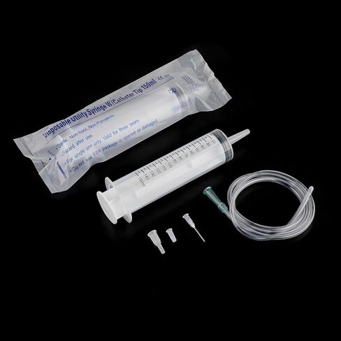 5 Pack 150ml plastic syringes with 10 plastic tubes for scientific laboratory, industrial chemistry, liquid measurement, pet feeding, oil or glue applicator measurement, white in Saudi Arabia