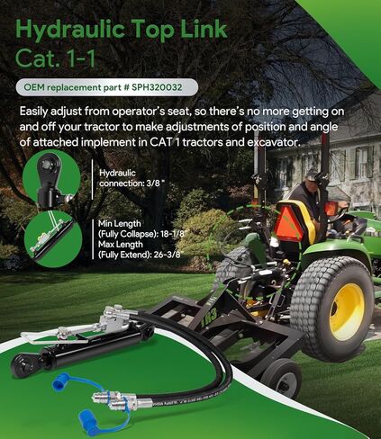 Hydraulic Top Link Cat. 1-1 with Locking Block 18 1/8" - 26 3/8" with 2 x Hose, SPH320032 2-Way Check Valve Hydraulic Cylinder for Tractors, Excavators in Saudi Arabia