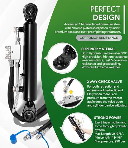 Hydraulic Top Link Cat. 1-1 with Locking Block 18 1/8" - 26 3/8" with 2 x Hose, SPH320032 2-Way Check Valve Hydraulic Cylinder for Tractors, Excavators in Saudi Arabia