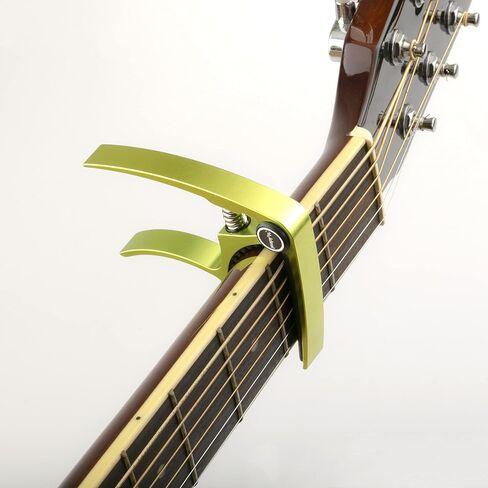 كابو الجيتار، مشبك مفاتيح كابو من الألومنيوم باللون الأخضر من ميلاند للجيتار الصوتي/الجيتار الكهربائي/القيثارة/الباس مع أعواد الجيتار وحامل أعواد جلدية ومسمار دبابيس الجسر متضمن (أخضر) in Kuwait
