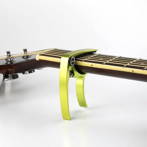 كابو الجيتار، مشبك مفاتيح كابو من الألومنيوم باللون الأخضر من ميلاند للجيتار الصوتي/الجيتار الكهربائي/القيثارة/الباس مع أعواد الجيتار وحامل أعواد جلدية ومسمار دبابيس الجسر متضمن (أخضر) in Kuwait