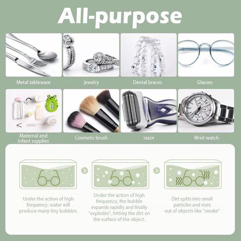 منظف ​​المجوهرات بالموجات فوق الصوتية، آلة تنظيف بالموجات فوق الصوتية 45000 هرتز مع 4 أكواب شفط، آلة تنظيف النظارات المحمولة شحن USB لنظارات العين والأقراط والخاتم وحزام الساعة والقلائد in Kuwait