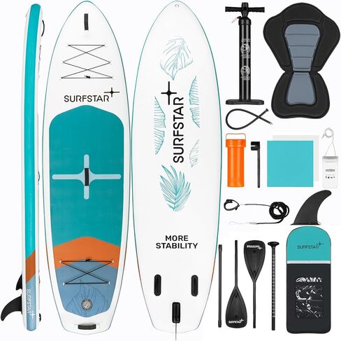 Surfstar قابل للنفخ SUP Kayak مقاس 10'6"×34"×6" لوح مجداف واقف مع تقنية اللحام، ألواح مجداف قابلة للنفخ لصيد الأسماك للبالغين، لوح SUP أكثر ثباتًا مع حامل الكاميرا ومقعد الكاياك in Saudi Arabia