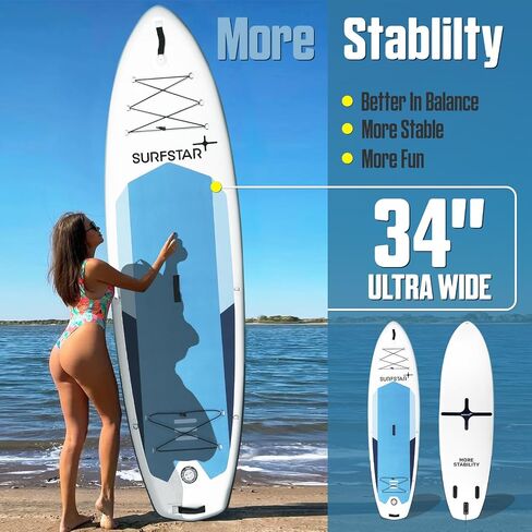 Surfstar قابل للنفخ SUP Kayak مقاس 10'6"×34"×6" لوح مجداف واقف مع تقنية اللحام، ألواح مجداف قابلة للنفخ لصيد الأسماك للبالغين، لوح SUP أكثر ثباتًا مع حامل الكاميرا ومقعد الكاياك in Saudi Arabia