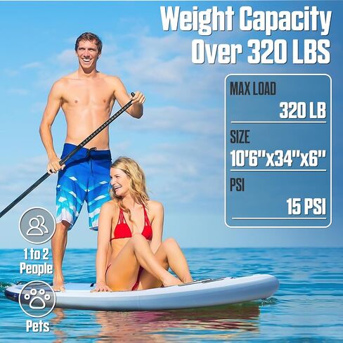 Surfstar قابل للنفخ SUP Kayak مقاس 10'6"×34"×6" لوح مجداف واقف مع تقنية اللحام، ألواح مجداف قابلة للنفخ لصيد الأسماك للبالغين، لوح SUP أكثر ثباتًا مع حامل الكاميرا ومقعد الكاياك in Saudi Arabia