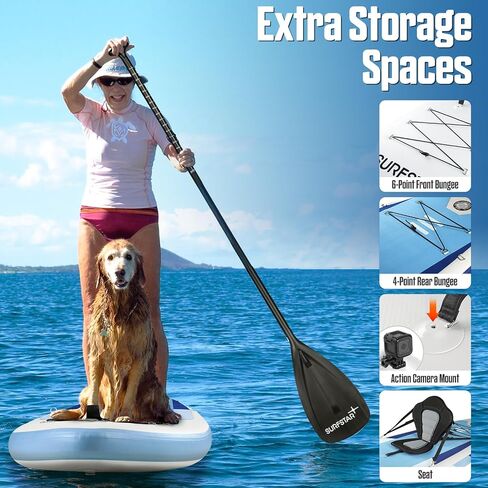 Surfstar قابل للنفخ SUP Kayak مقاس 10'6"×34"×6" لوح مجداف واقف مع تقنية اللحام، ألواح مجداف قابلة للنفخ لصيد الأسماك للبالغين، لوح SUP أكثر ثباتًا مع حامل الكاميرا ومقعد الكاياك in Saudi Arabia