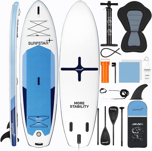 Surfstar قابل للنفخ SUP Kayak مقاس 10'6"×34"×6" لوح مجداف واقف مع تقنية اللحام، ألواح مجداف قابلة للنفخ لصيد الأسماك للبالغين، لوح SUP أكثر ثباتًا مع حامل الكاميرا ومقعد الكاياك in Saudi Arabia