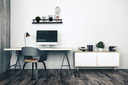 Peter's Goods Rustic Floating Wall Shelves with Rails - Decorative Storage for Kitchen, Bathroom, and Bedroom - Elegant, Modern Shelving - Torched Paulownia Wood, Matte Black Metal Frame - Set of 2 in Saudi Arabia